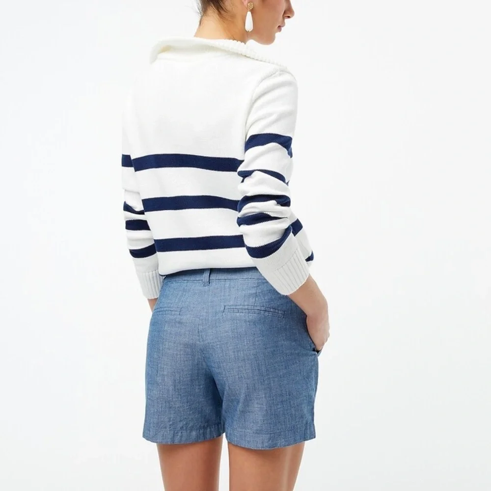 Chambray Chino Shorts Delicate Blue Denim Lightweight Cotton Womens Size 12